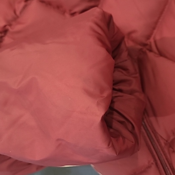 Calvin KLEIN women's LONG QUILTED FAUX FUR HOODED Burgundy PARKA XL - Picture 7 of 15